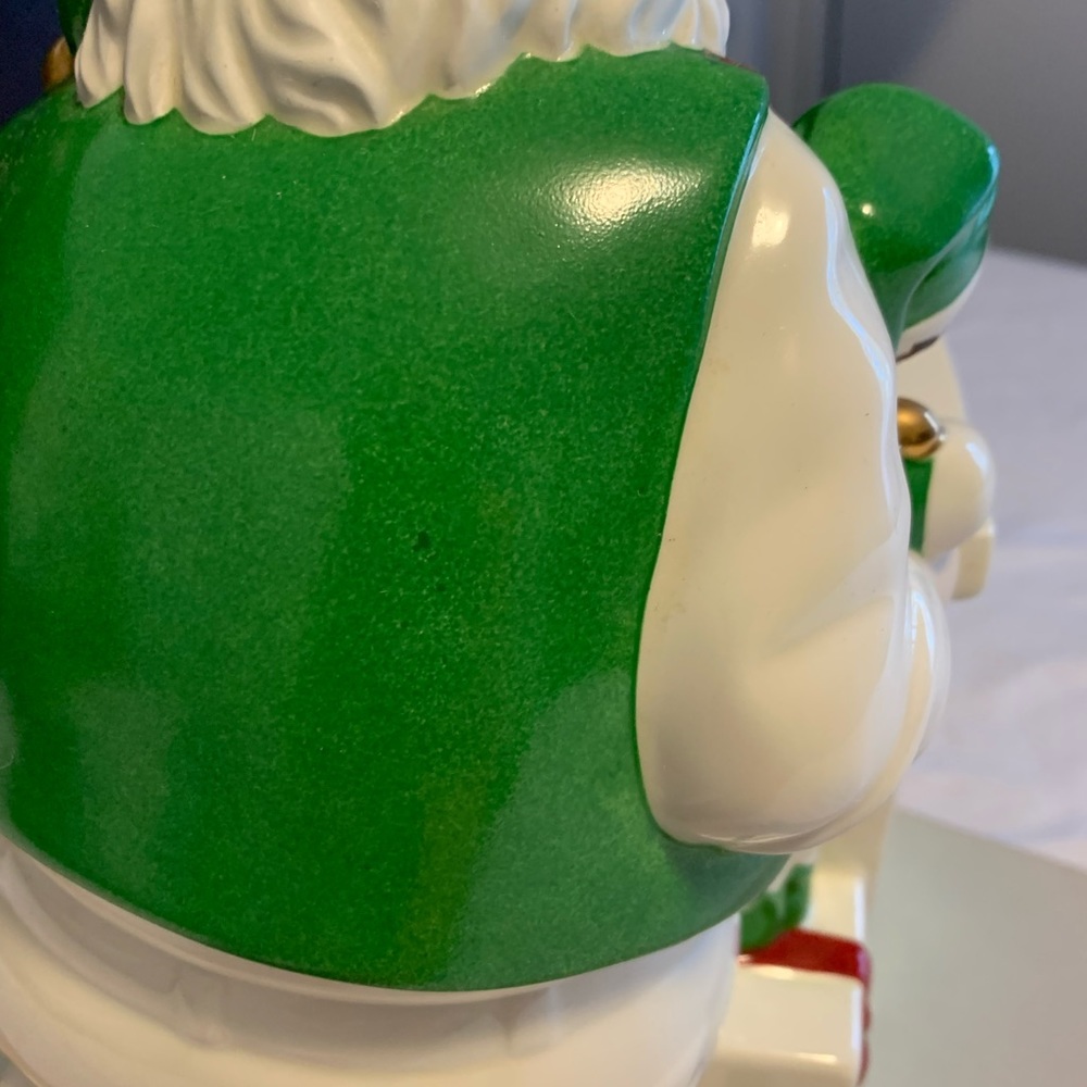 LENOX Large Cookie Jar Santa & Elf Painting Train Holiday Toy Shop Collectible! - Picture 6 of 13